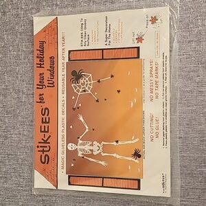 Vintage Stik-ees Holiday Window Decals Clings New in package EEE- Mr Bones